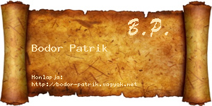 Bodor Patrik névjegykártya